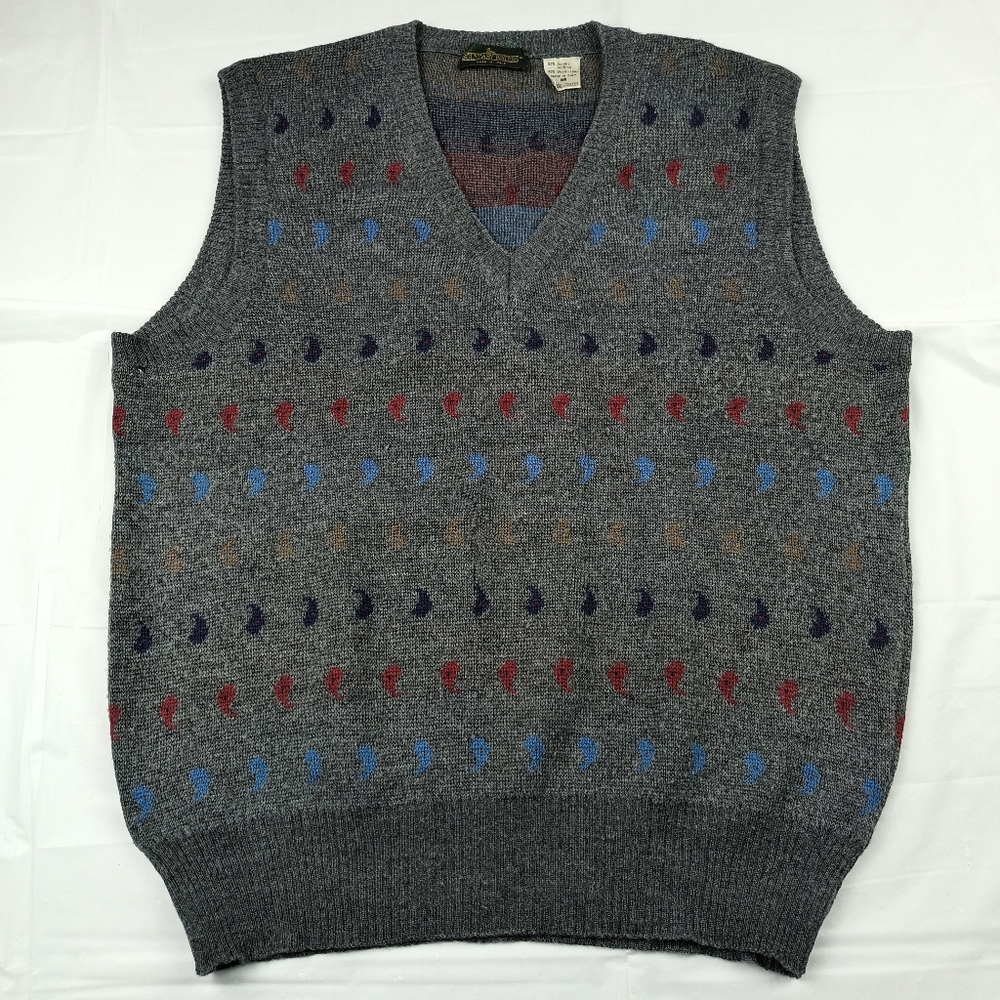 Boundary Waters Sweater Vest Mens Medium 45% Wool Pullover Made in Italy Vintage